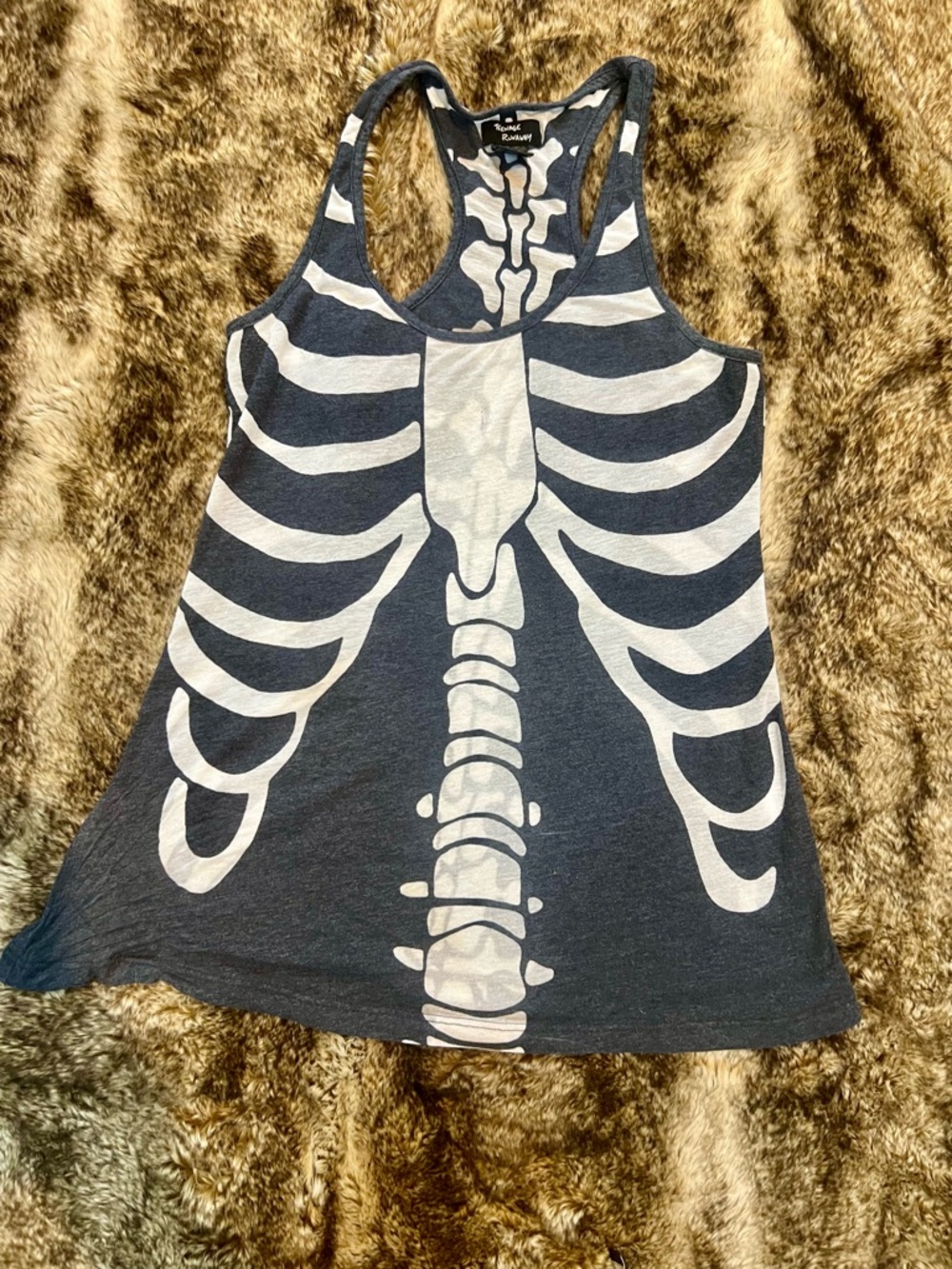 Women's Black & White Skeleton Graphic Tank Top - Sleeveless Scoop Neck - Picture 4 of 4